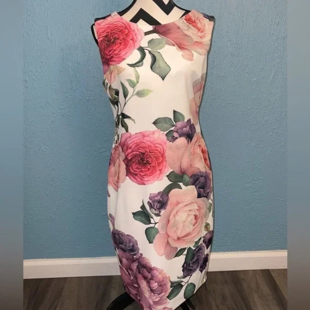 Floral Sleeveless Dress - Pink and Purple